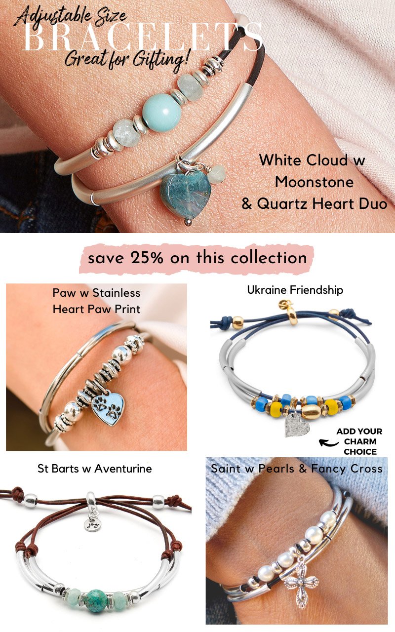 save 25% on all adjustable bracelets