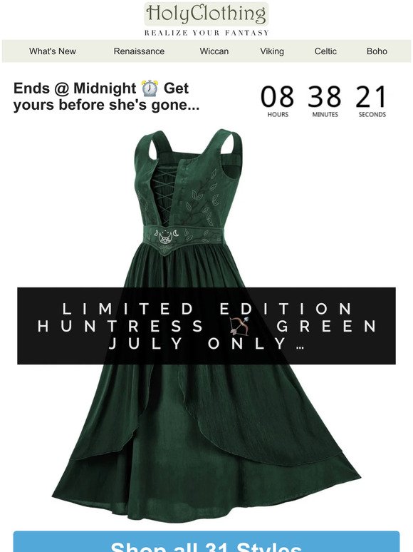 Ends @ Midnight ⏰ Ltd Huntress 🏹 Green  😲