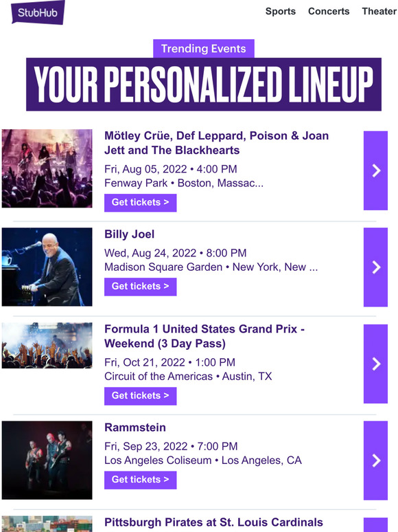 Your StubHub event lineup - StubHub