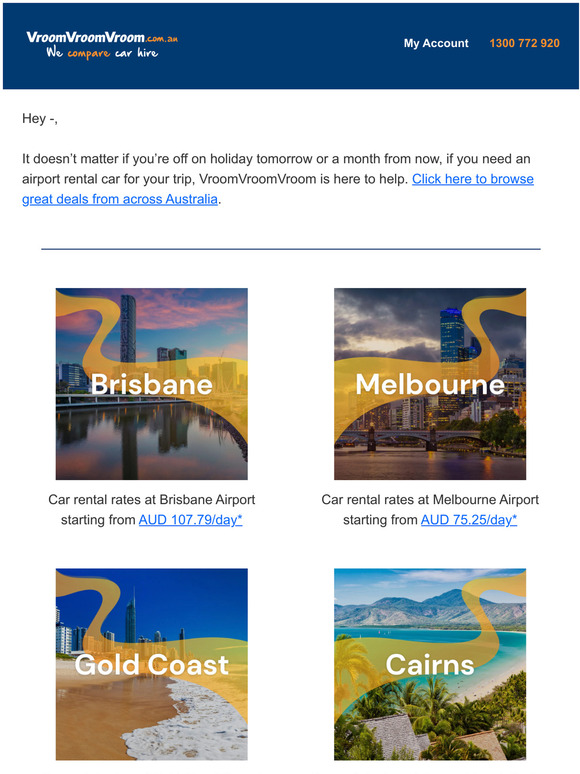 VroomVroomVroom Australia Next week’s 🔥 airport car rental rates