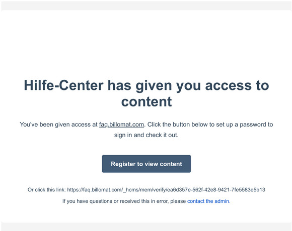 You've been given access to content at faq.billomat.com