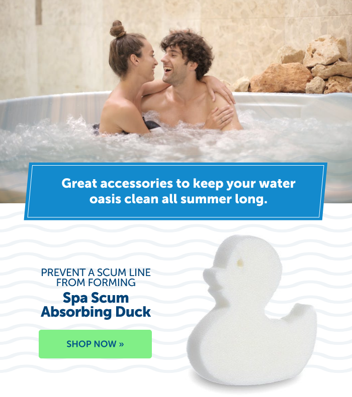 Great accessories keep your water oasis clean all summer long. Click to shop our Spa Scum Absorbing Duck!