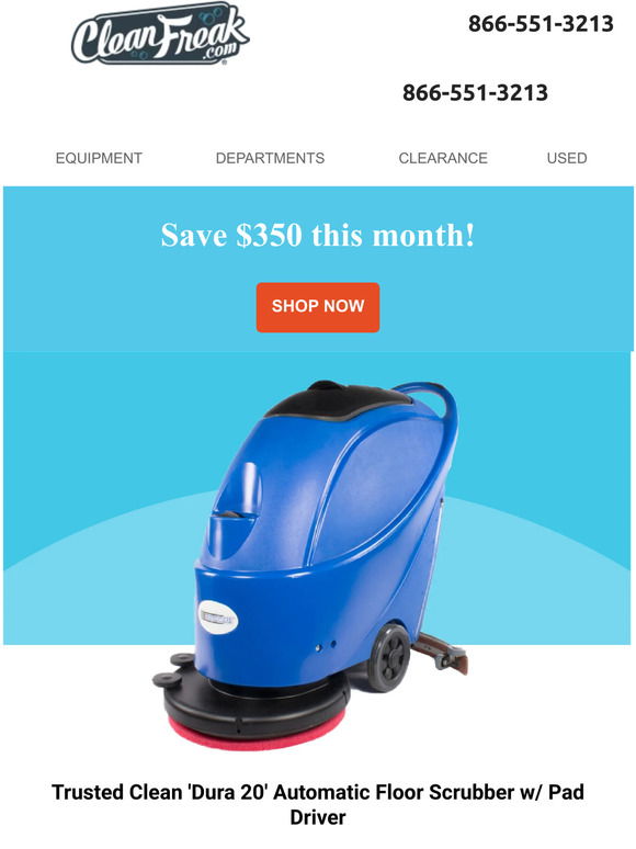 Trusted Clean 'Dura 17' Electric Auto Floor Scrubber w/ Pad Driver