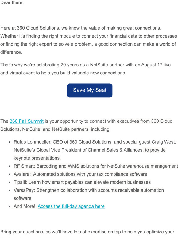  Build NetSuite Connections at the 360 Fall Summit