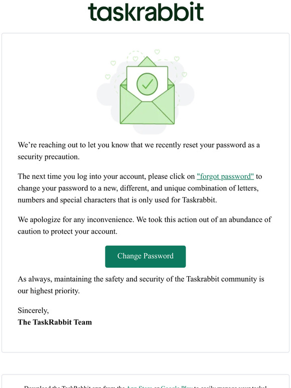 taskrabbit incorrect email or password