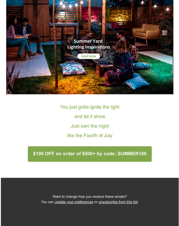 $100 OFF to Inspire Your Summer