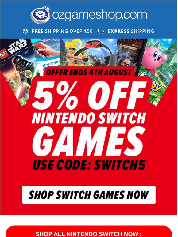 5% OFF Nintendo Switch Games! Hurry Offer Ends Soon!