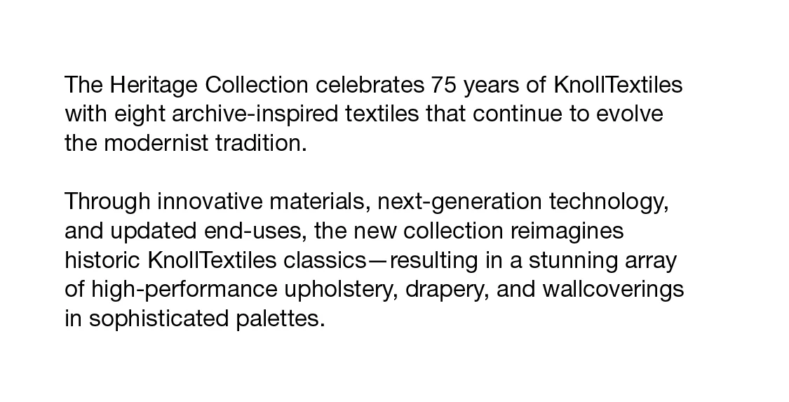 Knoll Introducing The Heritage Collection Milled