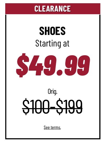 Clearance Shoes starting at $49.99