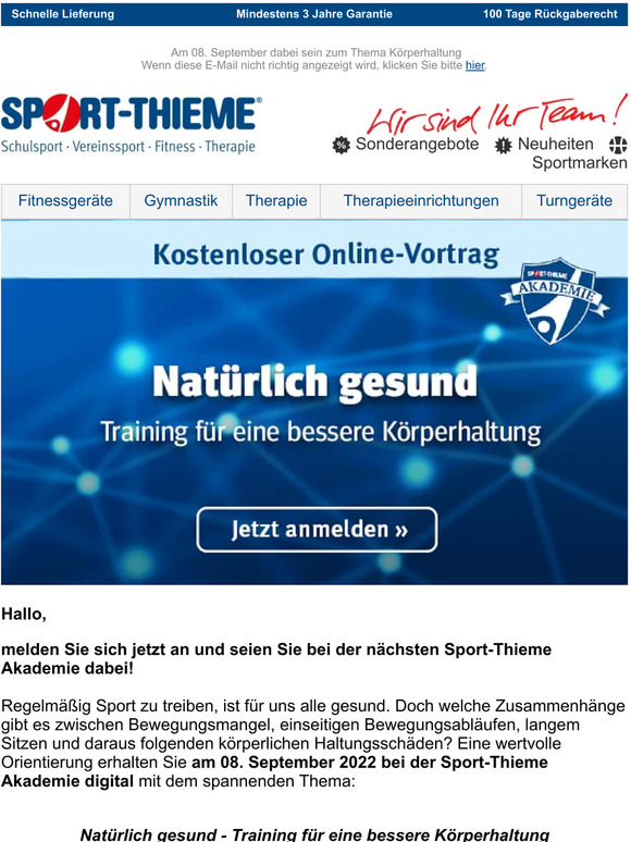 Wir laden ein: Jetzt zur nächsten Sport-Thieme Akademie anmelden