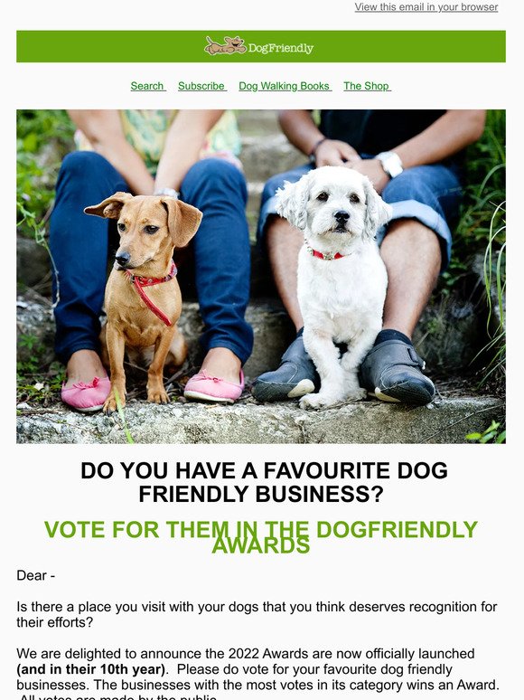 Vote For Your Favourite Dog Friendly Places