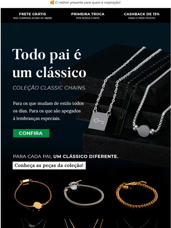 Não sabe como presentear neste Dia dos Pais?! Conheça a Coleção Classic Chains.