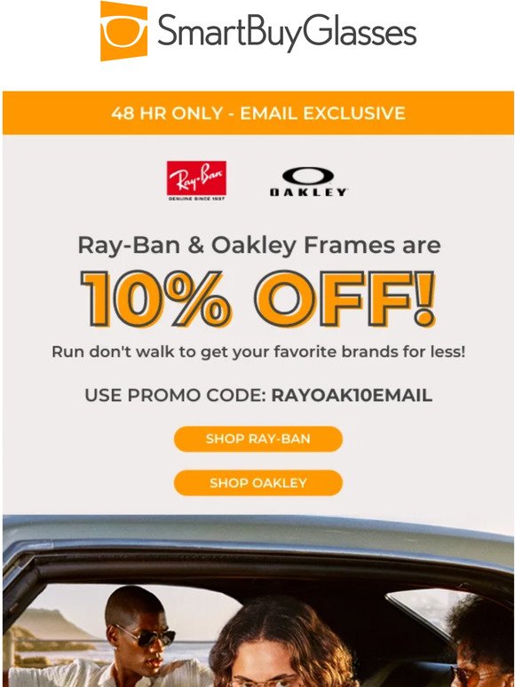 Ray-Ban & Oakley with 10% off!