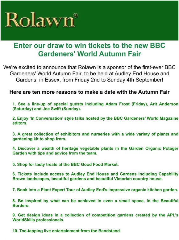 Win tickets to the new BBC Gardeners' World Autumn Fair