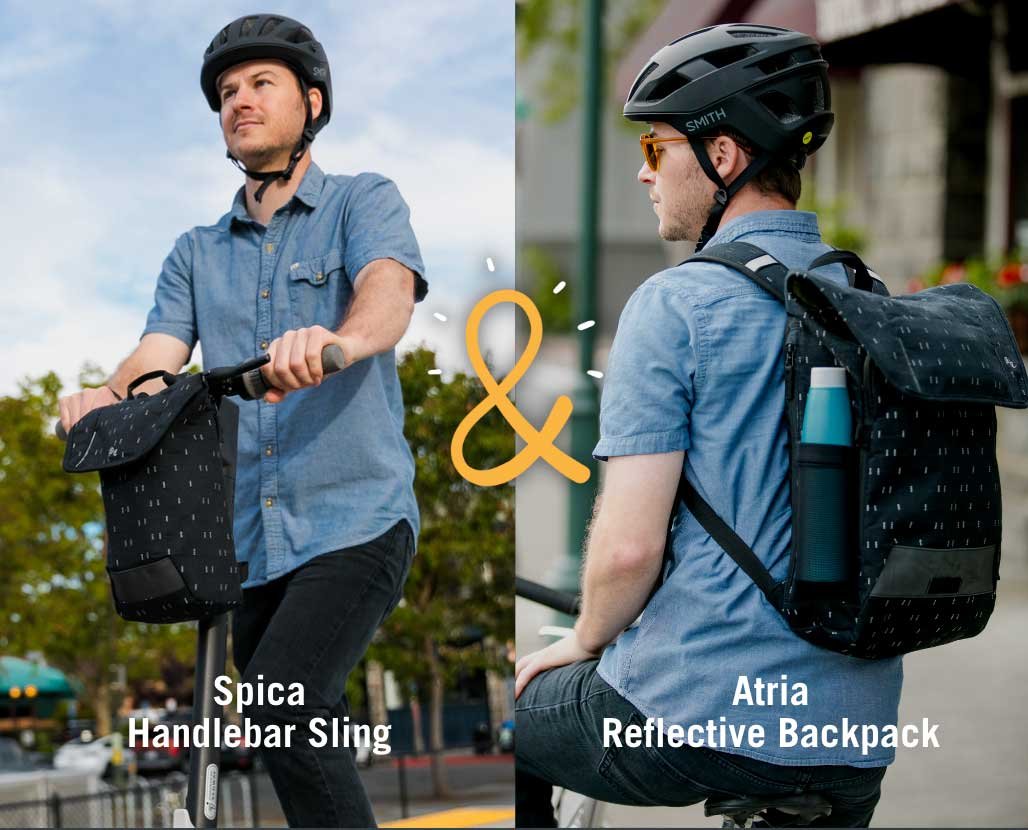Spica Handlebar Sling & Atria Reflective Backpack