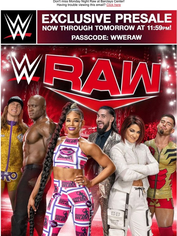 WWE MONDAY NIGHT RAW LIVE AT BARCLAYS CENTER - BROOKLYN - NEW YO