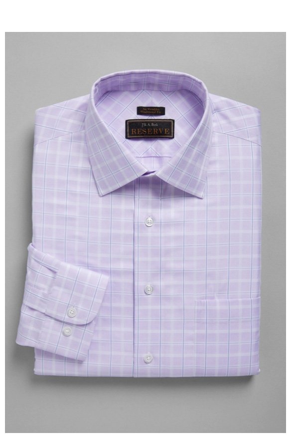 Reserve Collection Traditional Fit Satin Grid Dress Shirt