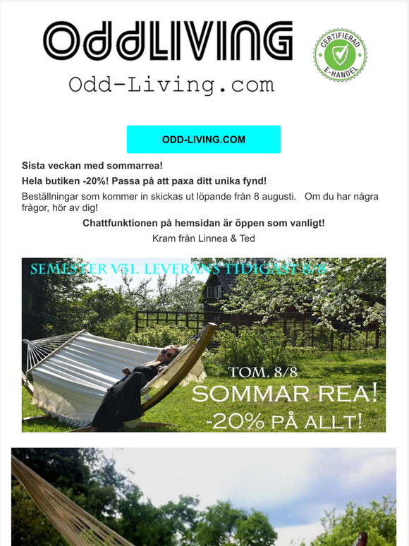 Sista veckan med Sommarrea! -20% i hela butiken