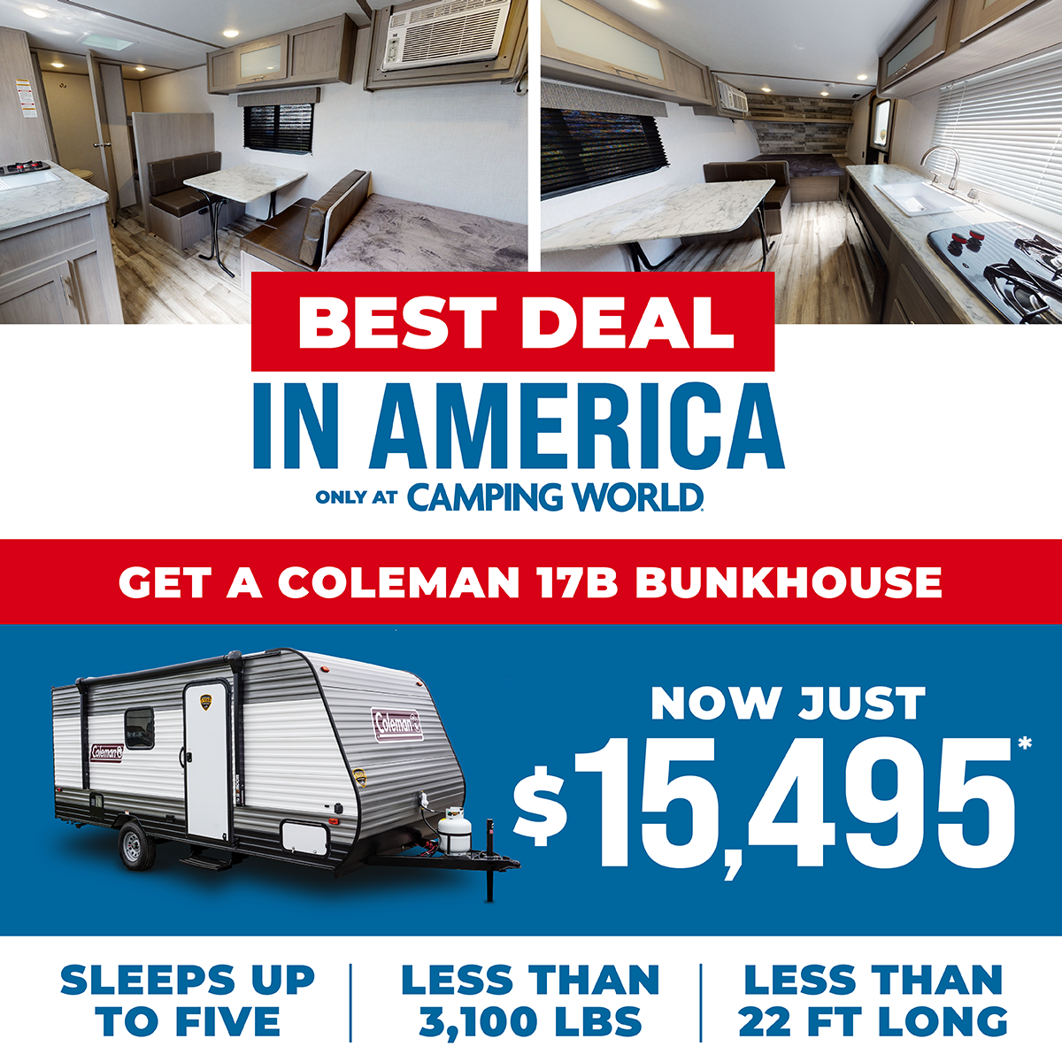 Camping World: Coleman 17B - Now Just $15,495! | Milled