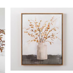 Autumn Leaf Vase Framed Canvas Art Print