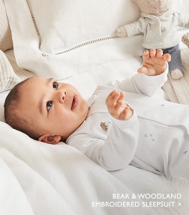 Bear & Woodland Embroidered Sleepsuit