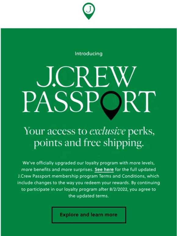 J.Crew J.Crew Rewards is now J.Crew Passport Milled