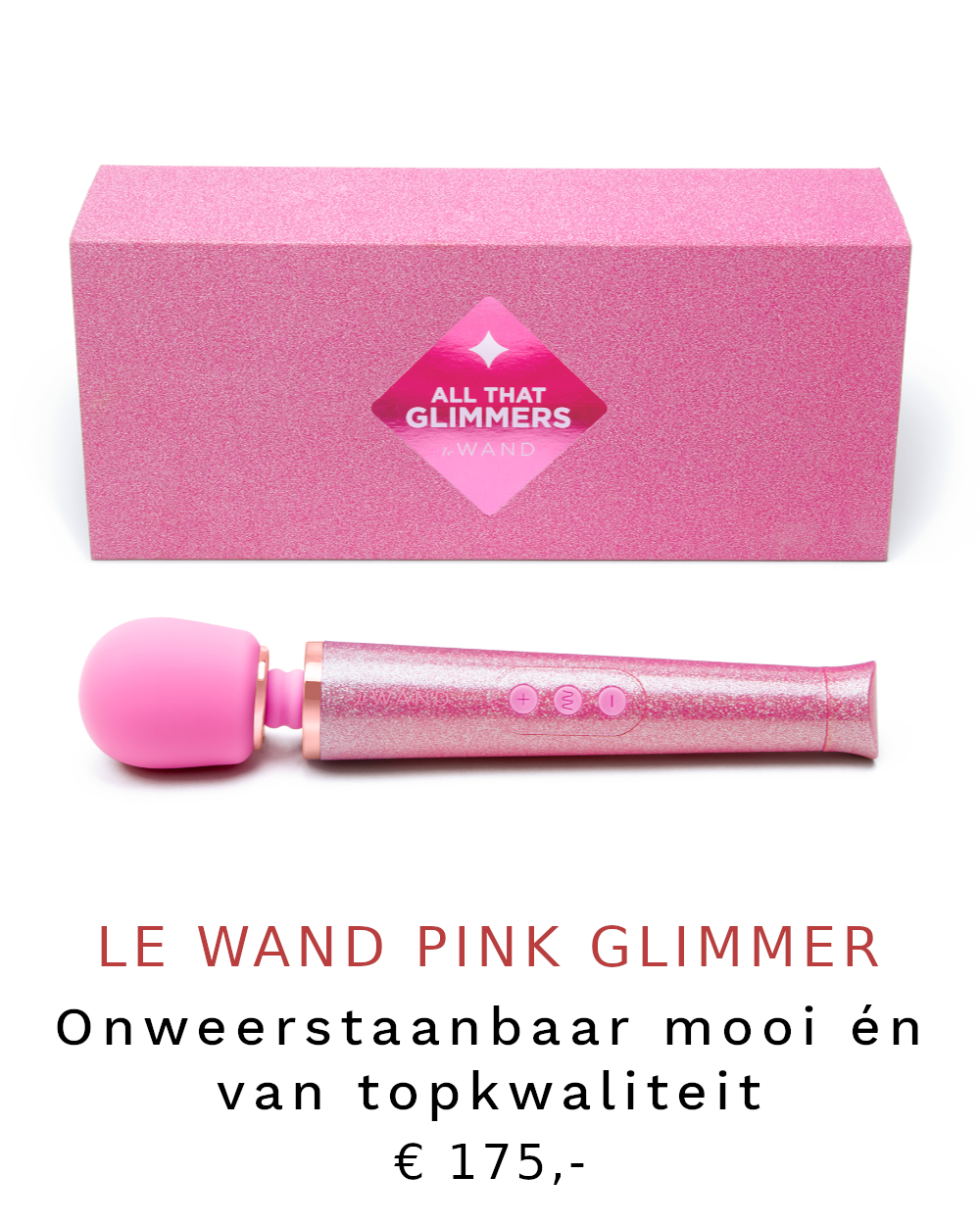 Le Wand Pink Glimmer, wandvibrator met roze glitterprint