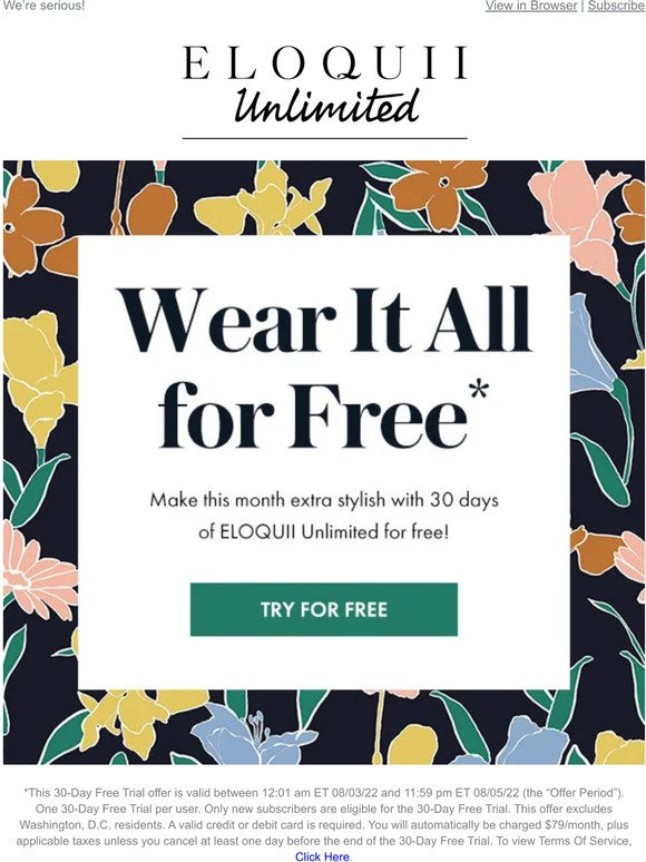 Your outfits this month = FREE