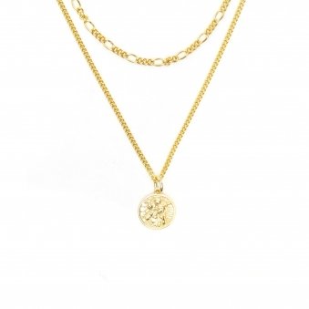 Gold Plated Silver St Christopher Multi Chain Necklace - Gold