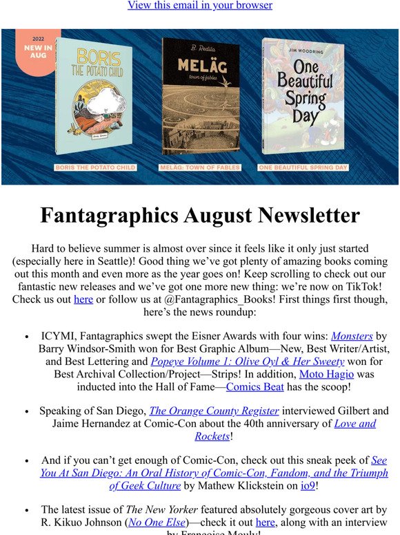 Fantagraphics August Newsletter!