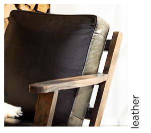 Black Leather and Wood Accent Chair
