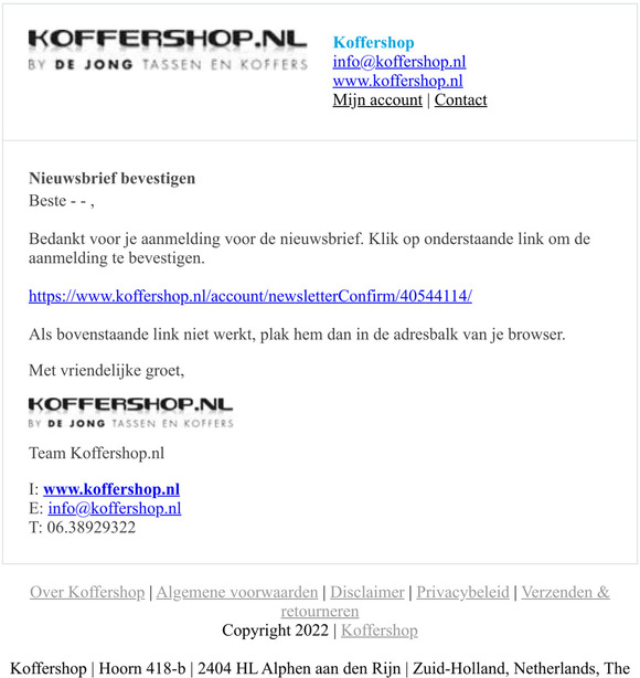 Nieuwsbrief bevestigen