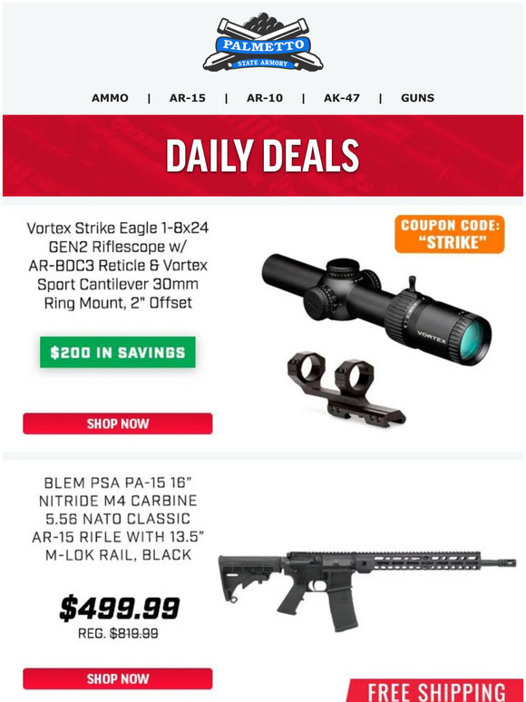 Palmetto State Armory Vortex Strike Eagle 18 Rifle Scope & Cantilever