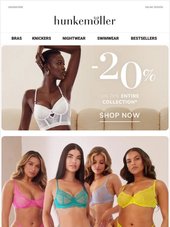 Hunkemoller: It's back: 20% off everything! Instore and online