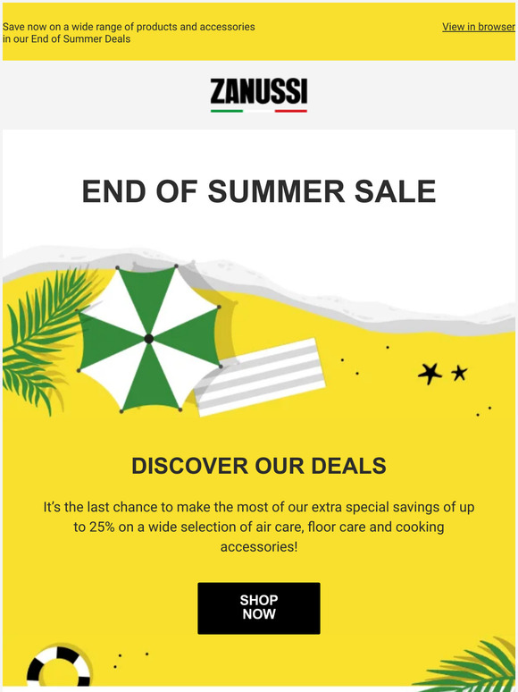 End of Summer Sale: Discover our best deals