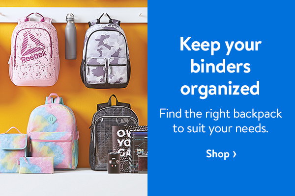Keep your binders organized - Find the right backpack to suit your needs.