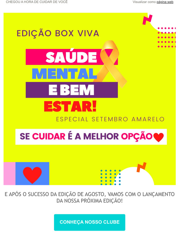 SETEMBRO AMARELO; SE CUIDAR É A MELHOR OPÇÃO