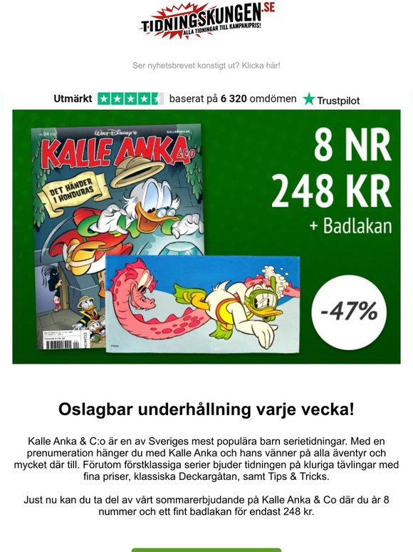Kalle Anka & Co 8 nr 248 kr + Badlakan | Spara 47%