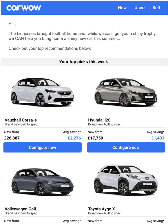 A new car’s coming home...