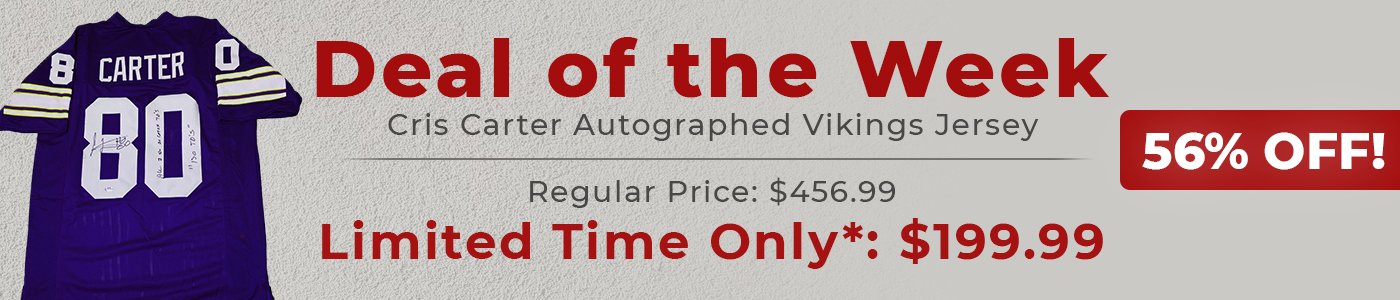 Deal of the Week - Cris Carter Autographed Minnesota Vikings Jersey with All I do is Catch TDs - JSA Authentic
