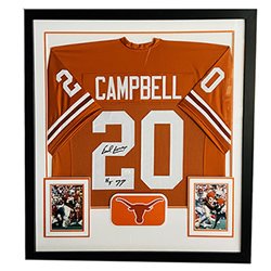 Earl Campbell Texas Longhorns Autographed Signed Framed Orange Jersey W/ HT 77 Inscription - JSA Authentic
