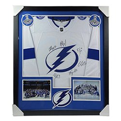 2020 & 2021 Tampa Bay Lightning Championship Team Autographed Signed Deluxe Framed Jersey - Certified Authentic
