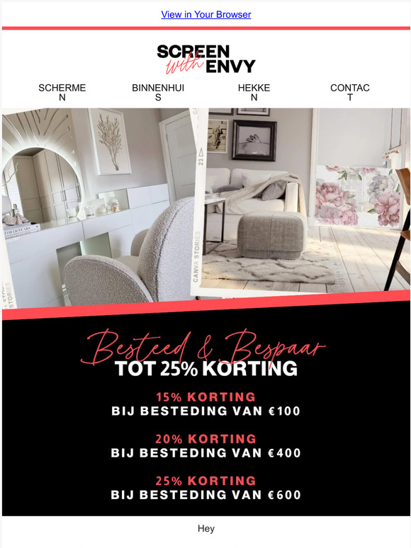 Tot 25% korting op interieurs!