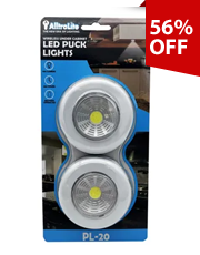 2 Pack Wireless LED Puck Lights in Countertop Display