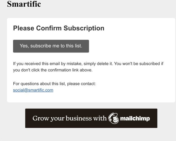 Smartific: Please Confirm Subscription