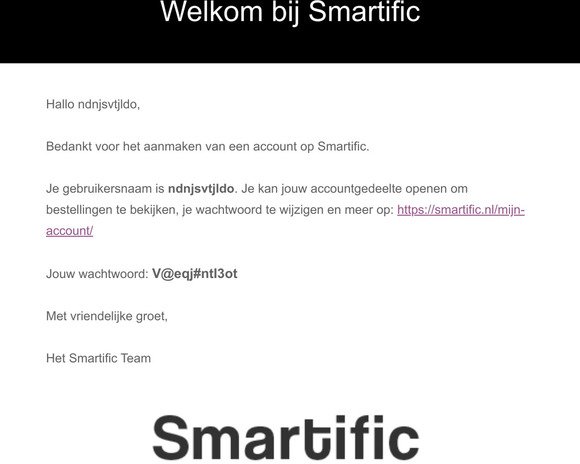Je account bij Smartific is aangemaakt!