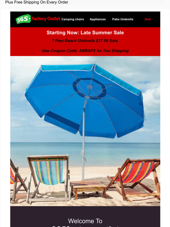 Starting Now: Late Summer Sale— 7 Feet Beach Umbrella $37.99 Sale.