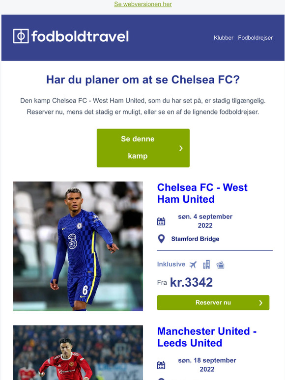 Nu stadig tilgængelig: Chelsea FC - West Ham United