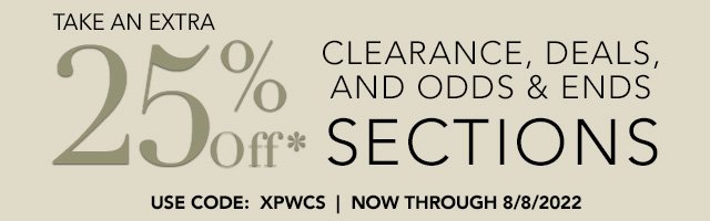 Take an Extra 25% Off all 3 Clearance sections