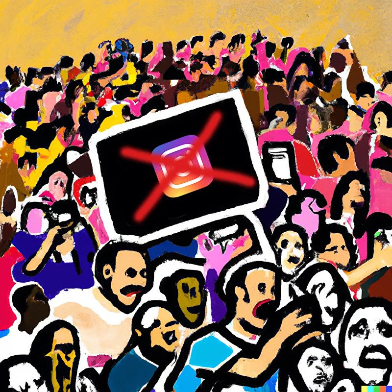 "A painting of a crowd of people hating Instagram" - A collaboration between Clint and OpenAi's DALL-E
